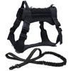 Nylon Tactical Dog Harness with Handle & Bungee Leash for Large Dogs